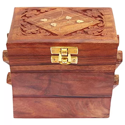 Handmade Wooden Jewellery Box for Women Jewel Organizer Decor Gift for Girls