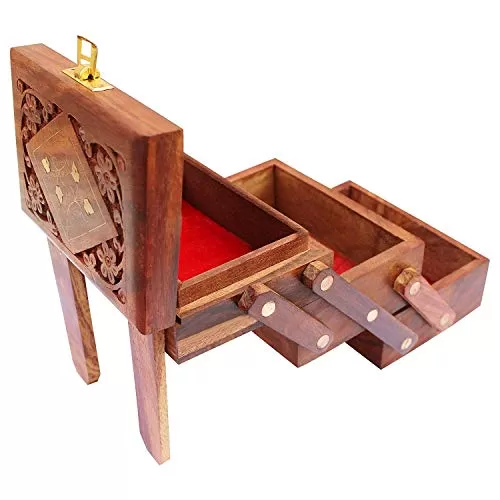 Handmade Wooden Jewellery Box for Women Jewel Organizer Decor Gift for Girls, 5 image