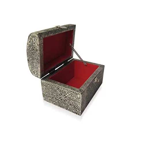 Wooden Jewellery Box for Trinkets - Silver - Home Decorative Handicraft Gift Item, 2 image