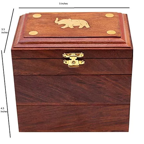 Handmade Wooden Jewellery Box Small | Jewel Organizer for Women's | Handicrafts Gift Items Small Size, 5 image