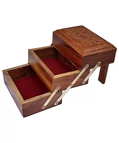 Wooden Jewellery Box | Jewel Organizer for Women's | Handicrafts Gift Items for Girls, 3 image