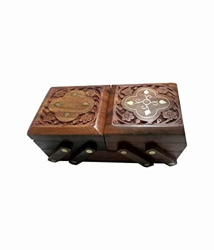 Wooden Handicraft Sliding Jewellery/Dryfruit Box Designer Decorative Gift
