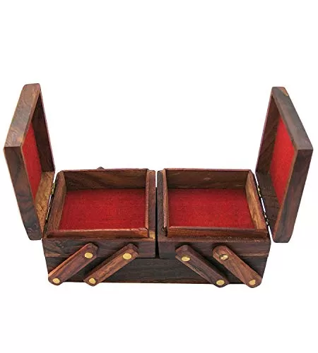 Handicrafts Wooden Jewellery Box for Women | Jewel Organizer Box Hand Carved Carvings (8 inches) Gift Items, 4 image