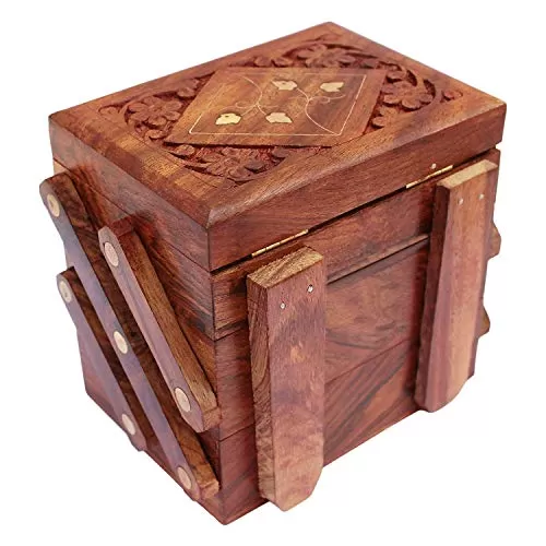 Handmade Wooden Jewellery Box for Women Jewel Organizer Decor Gift for Girls, 3 image