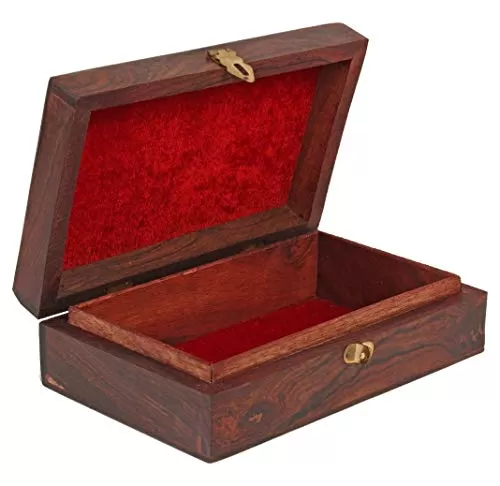 Wooden Jewellery Box for Women Jewel Organizer Hand Carved with Intricate Carvings Gift Items - 8 Inch Handmade, 4 image
