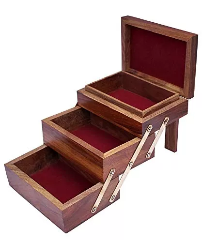 Wooden Jewellery Box | Jewel Organizer for Women's | Handicrafts Gift Items for Girls, 4 image