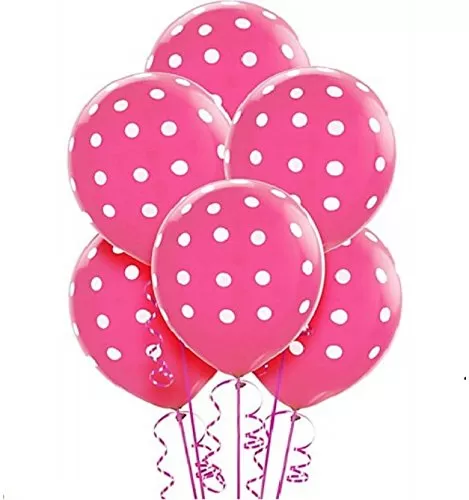 Dotted Big Size 12 Inch's Latex Balloons (Pink Pack of 25)-Free Brthday Banner