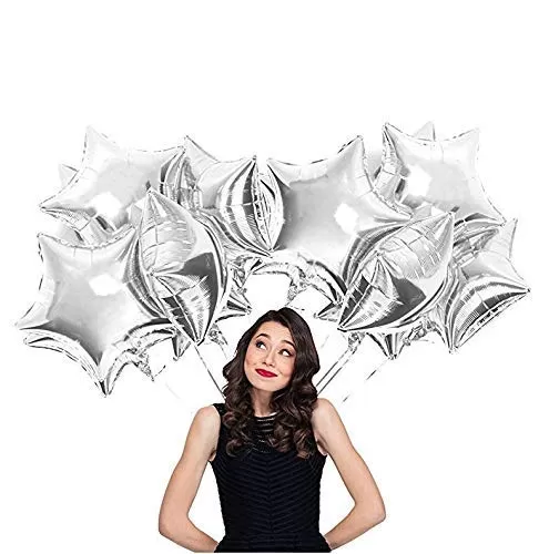 Star Shape 18" Inch Foil Balloons - Silver (Pack of 5)