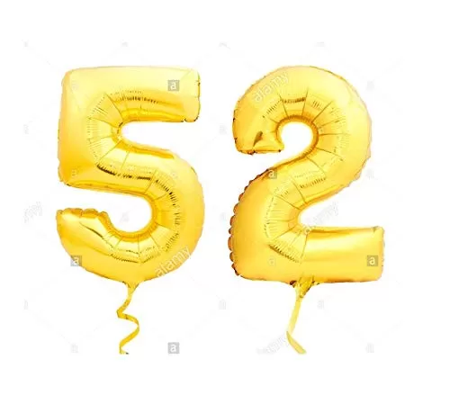 Number Fifty Two 52 Gold Number Foil Balloon for Brthday Anniversary Celebration