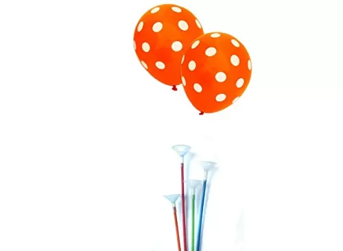 Awesomedaysin 12" Polka Dots Balloons 25 Pcs with 25 Pcs Sticks and 25 Pcs Cups(Orange)