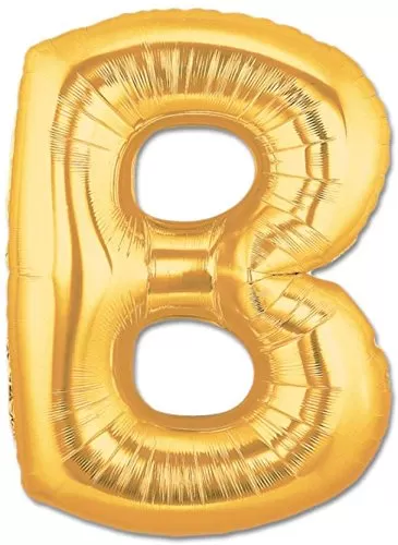 Solid B Letter Foil Balloon 17" Inch Balloon (Gold Pack of 1)