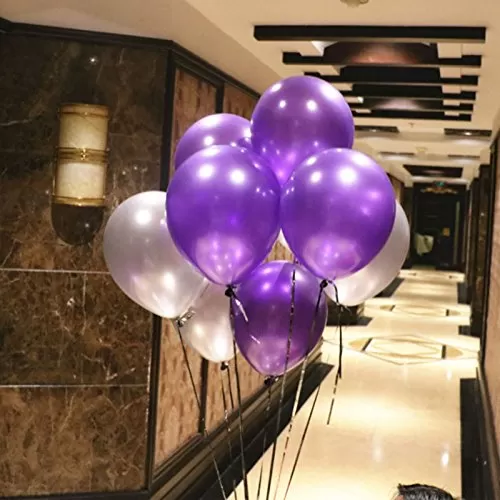 Foredecor 52 Hd Metallic Balloons (Silver Purple)