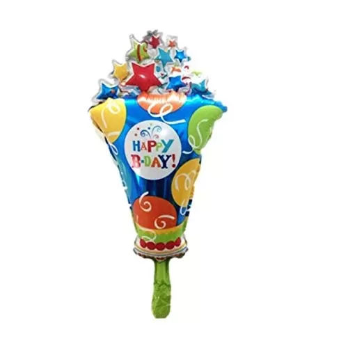 Happy Brthday Ice Cream Shape Small Foil Balloon for Decorations (Pack of 3)