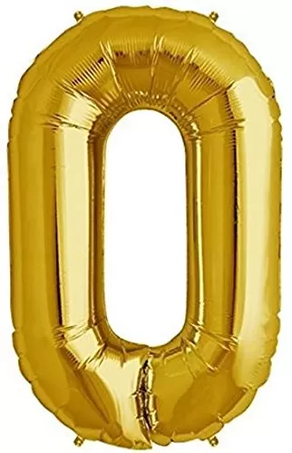 Number 0 Zero foil Balloon 40 inches (Gold Pack of 1)