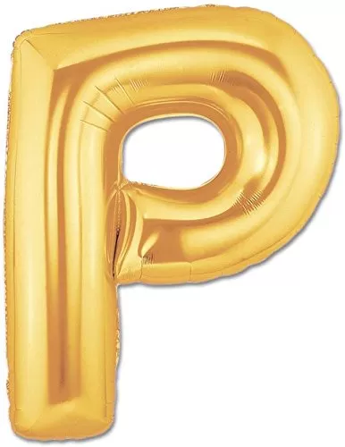 Solid P Letter Foil Balloon 17" Inch Balloon (Gold Pack of 1)