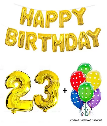 Number 23 Foil Balloon with Latex Balloon and Happy Brthday Banner