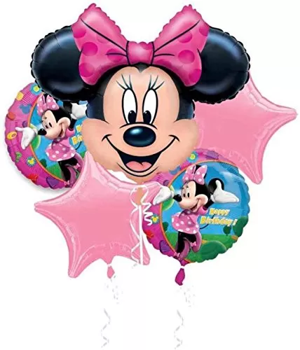 Printed Mickey Mouse face and Stars foil Balloon Bouquet(Multicolour Pack of 5)