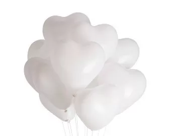 Masti Zone 50 Pcs 12 Inch White Colour Romantic Love hert Shape Balloon (White hert Shape)
