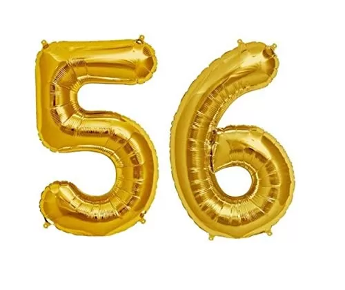 Number Fifty Six 56 Gold Number Foil Balloon for Brthday Anniversary Celebration