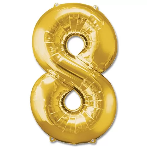 Number Eight Foil Balloon 16" Inch Balloon (Gold Pack of 1)