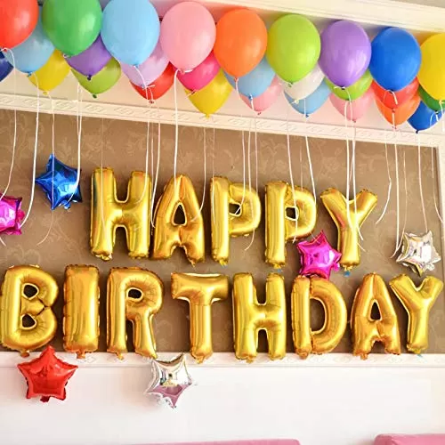 Number 18 Gold Foil Balloon & Happy Brthday Banner
