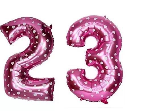 Printed Number 16-inch 23 foil Balloon (Pink) - Pack of 2