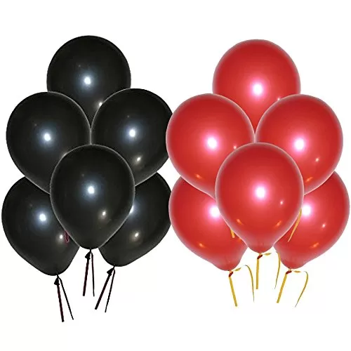 Solid Metallic Balloons (Black Red Pack of 50) Free Banner