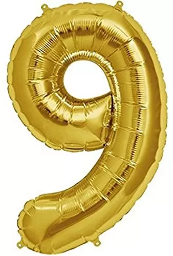 Number 9 Nine foil Balloon 40 inches (Gold Pack of 1)