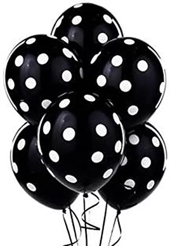 Latex Party & Celebration Black Polka Dot Balloon- Pack of 75