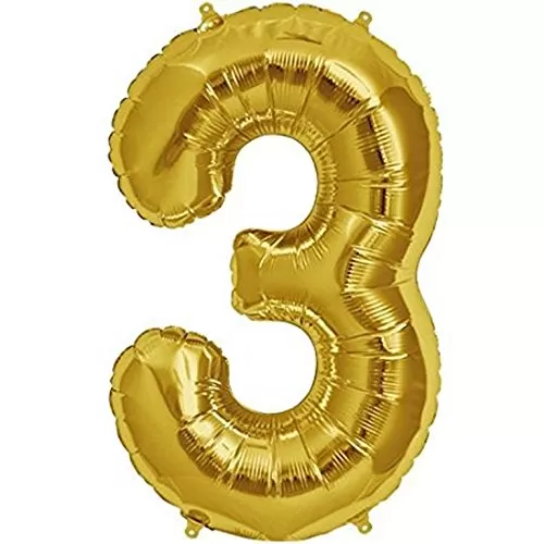 Number 3 Foil Balloon (Golden 16" Inch)