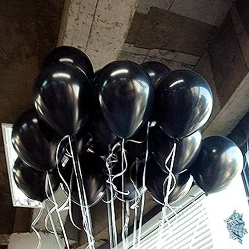 Number 65 Gold Foil Balloon and 50 Nos Black Color Latex Balloon and Happy Brthday Gold Foil Balloon Combo