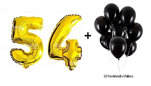 Number 54 Gold Foil Balloon and Latex Balloon