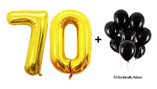 Number 70 Gold Foil Balloon and Latex Balloon