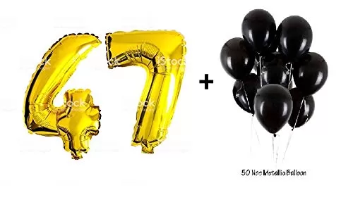 Number 47 Gold Foil Balloon and Latex Balloon