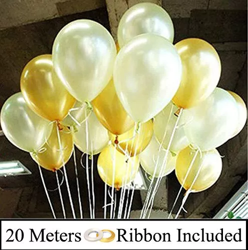 Metallic Balloons 10-inch (Golden and White) - Pack of 50
