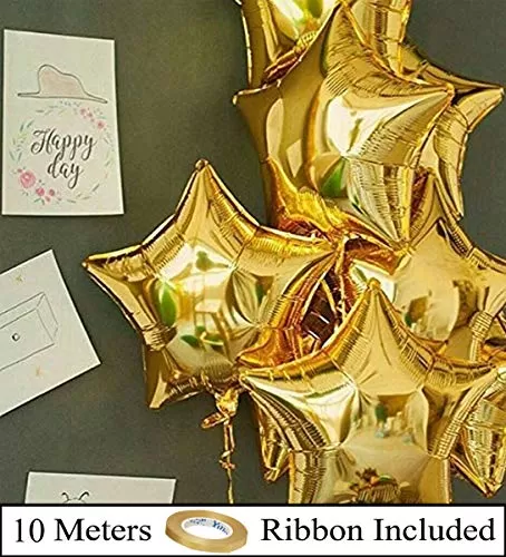 (Pack of 10) 18 Inch Golden Star Shaped foil Balloons / Star Shape Balloons for Decoration Brthday Balloons for Decoration - Golden