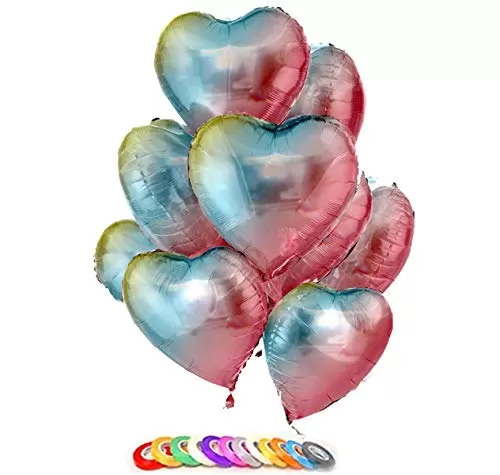 Foil Balloons for Brthday Decoration Balloon Decoration hert Shaped Balloon for Decoration Anniversary Small Shower Valentine - Pack of 10