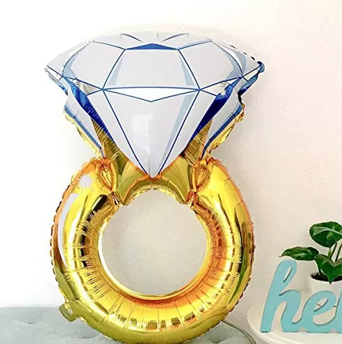 Diamond Ring Foil Balloon for Valentine Balloon Anniversary Wedding Love Bachelorette Ring Balloon Bride to Be Balloon Bridal Shower etc. - Multi