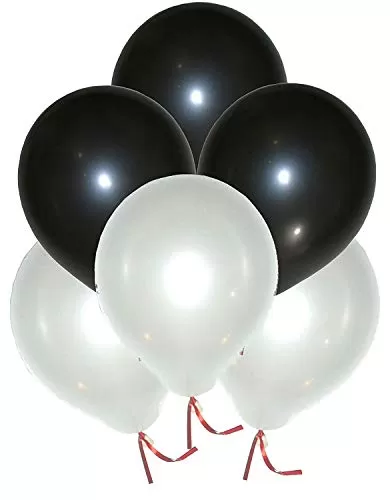 3A Just Flowers Metallic HD Toy Balloons White and Black (Pack of 50)