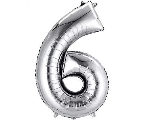 17" Inch Number 6 Foil Balloons KDs Party Supplies/ Theme Brthday Party Foil Balloons Brthday Balloons - Silver
