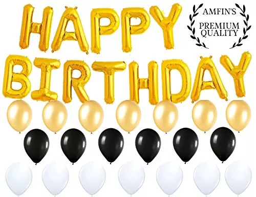 (16 Inch) Happy Brthday Letter Foil Balloons / Brthday Party Supplies / Happy Brthday Balloons for Party Decoration Combo - Golden