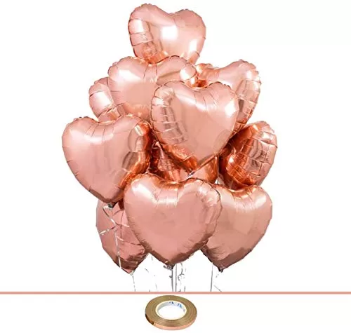 (Pack of 10) 18 Inch Rose Gold hert Shaped Balloons / hert Shape Balloons for Decoration - Rose Gold