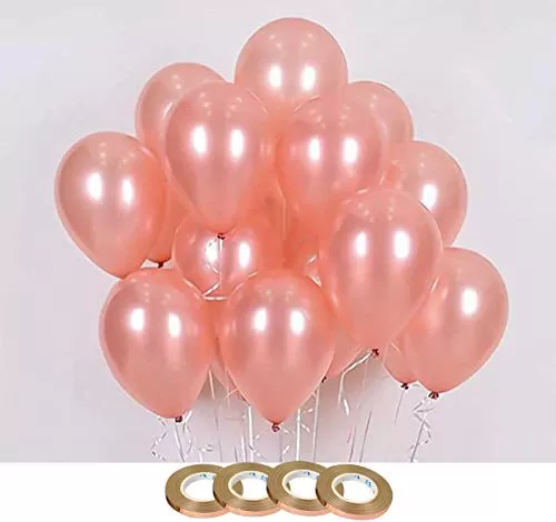 (Pack of 100) 12 inch Rose Gold Metallic Balloons for Brthday Decoration Decoration for Weddings Engagement Small Shower 1st Brthday Anniversary Party Theme Party Office Party