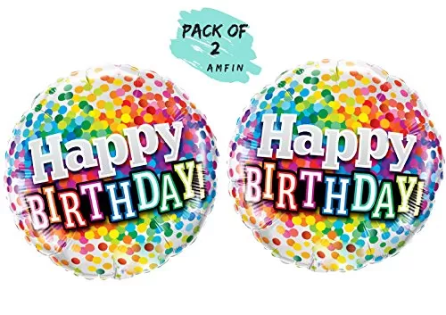 (Pack of 2) 17 Inch Happy Brthday Round Foil Balloons / Happy Brthday Balloon for Decoration / Brthday Theme Party Decoration
