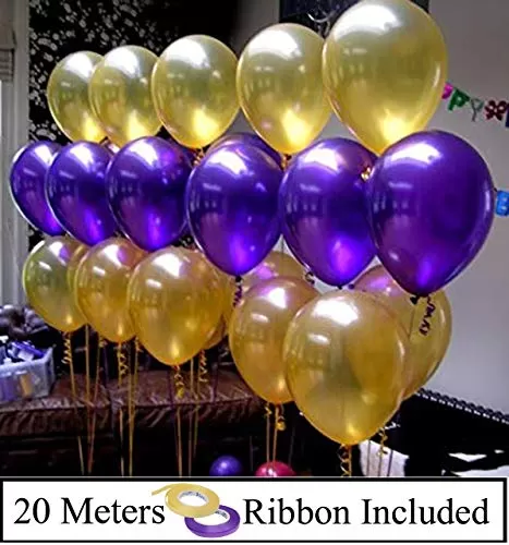 Metallic Balloons (Purple & Golden_10 Inch_Pack of 50)