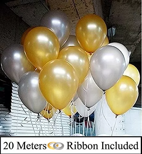 Balloons (Golden and Silver 10-inch) - Pack of 50