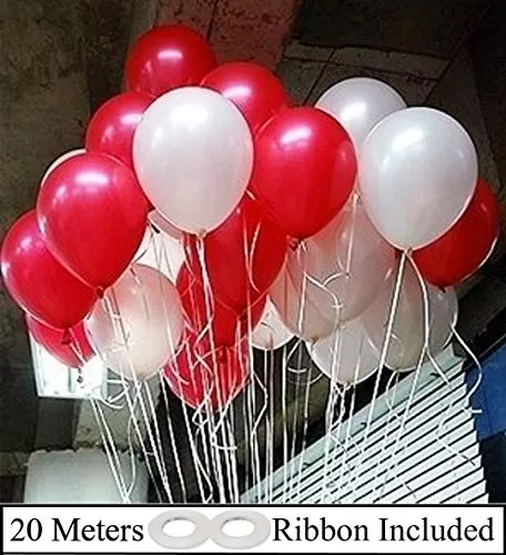 10 Inches (Pack of 50) High Quality Metallic Balloons for Party Decoration Red & White / Christmas Decoration Items / Christmas Balloons / New Year Party Decoration