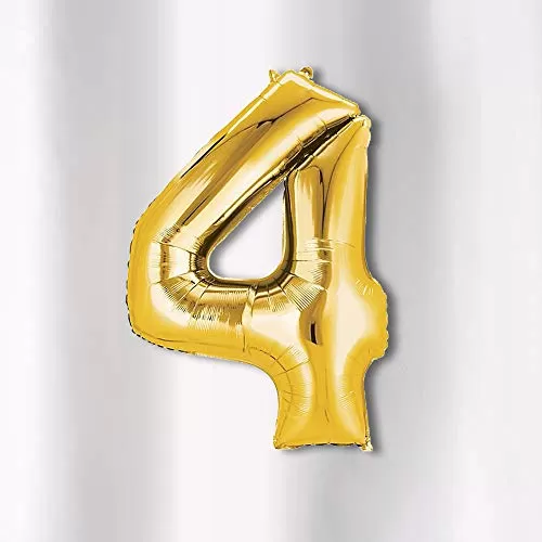 17" Inch Number 4 Foil Balloons KDs Party Supplies Theme Brthday Party Foil Balloons Brthday Balloons - Golden
