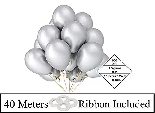 Metallic Balloons (Silver_10 Inch_Pack Of 100)