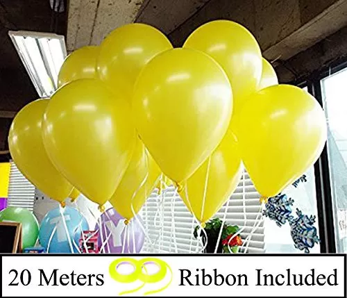 10 Inch (Pack Of 50) Yellow Metallic Balloons for Brthday Decoration Decoration for Weddings Engagement Small Shower Decoration Items 1st Brthday Party Decoration Items Anniversary Party Bachelors Party Office Party Diwali New Year Party Christmas Decorat